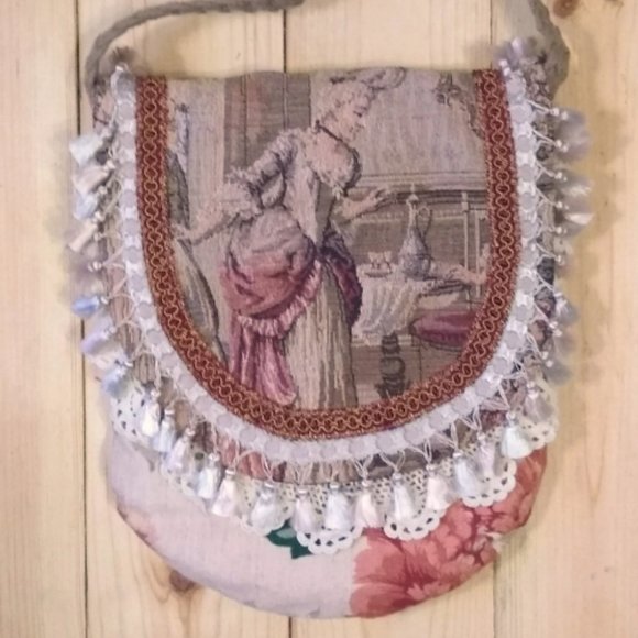 NEW HAND SEWN ARTISAN UPCYCLED REPURPOSED VINTAGE LACE MARIE ANTIONETTE PURSE - Picture 2 of 8